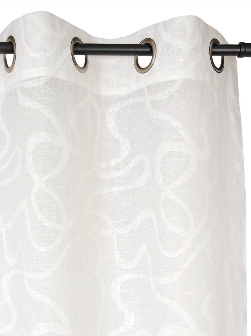 Rideau Voilage Imprimé courbe - prêt à poser. Beige - Kiabi