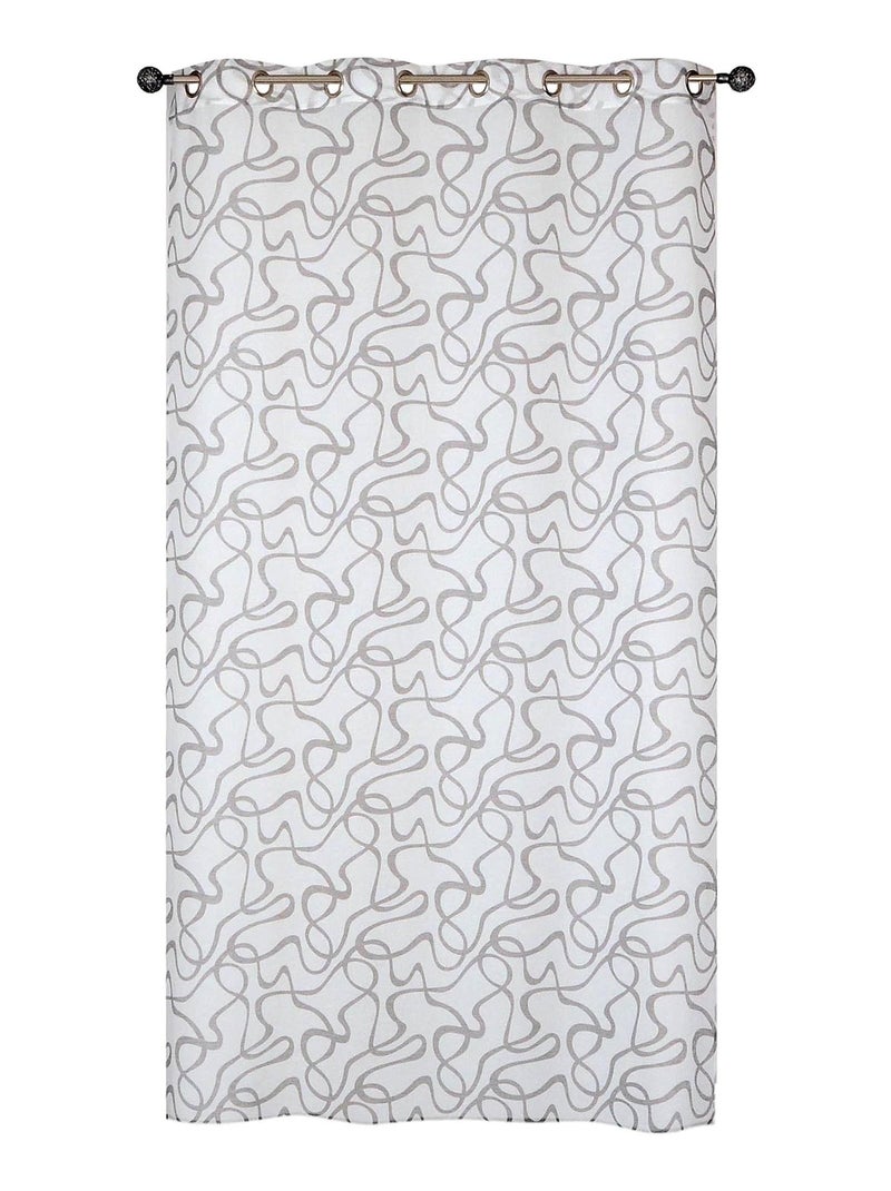 Rideau Voilage Imprimé courbe - prêt à poser. Gris - Kiabi