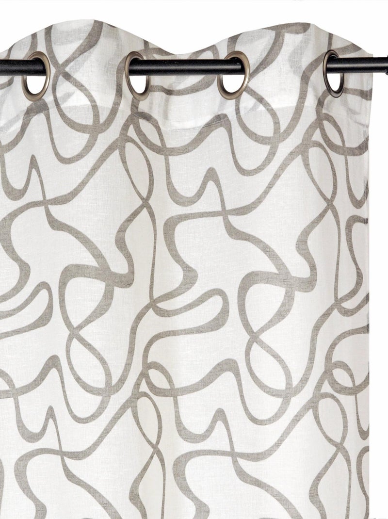 Rideau Voilage Imprimé courbe - prêt à poser. Gris - Kiabi