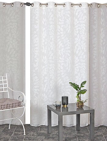 Rideau Voilage Imprimé feuilles - prêt à poser.