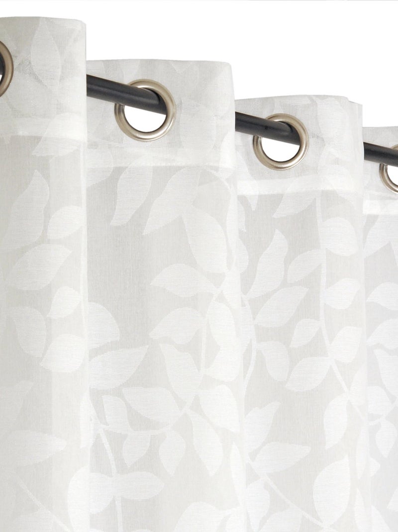 Rideau Voilage Imprimé feuilles - prêt à poser. Beige - Kiabi