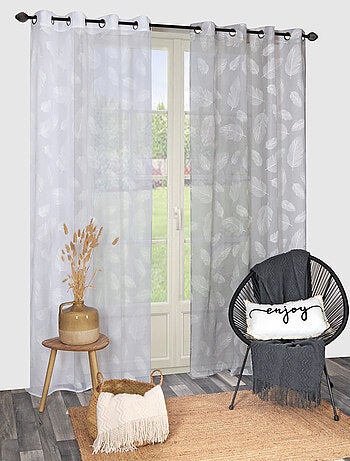 Rideau Voilage imprimé Feuilles - prêt à Poser.