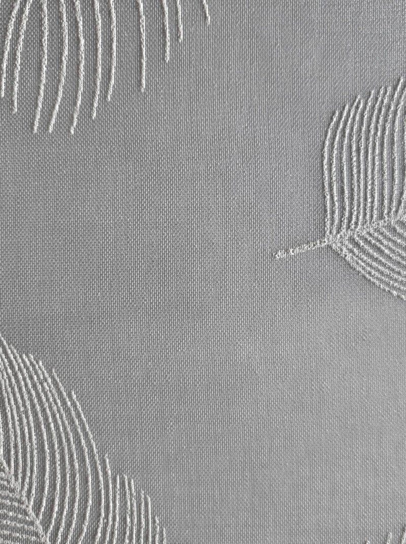 Rideau Voilage imprimé Feuilles - prêt à Poser. Gris - Kiabi