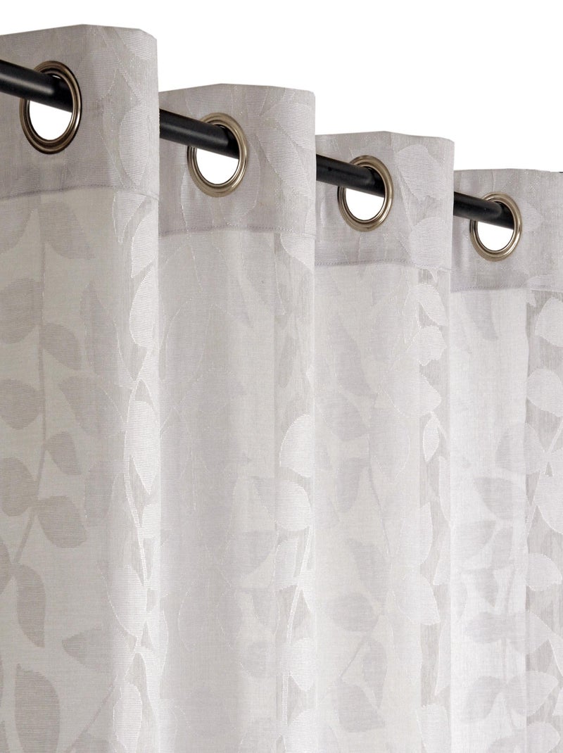 Rideau Voilage Imprimé feuilles - prêt à poser. Gris - Kiabi