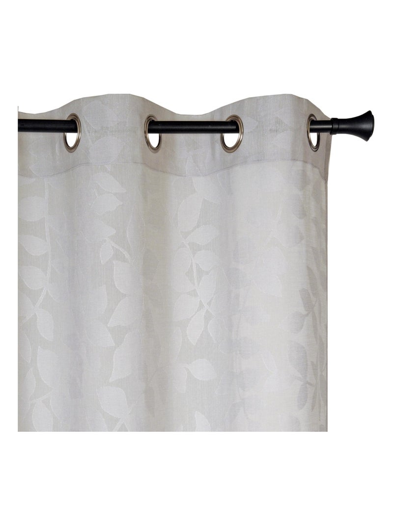 Rideau Voilage Imprimé feuilles - prêt à poser. Gris - Kiabi