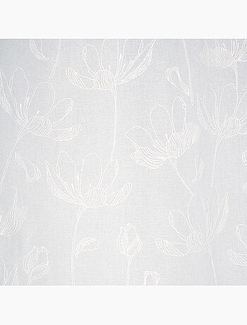 Rideau voilage imprimé floral à œillets 140x240cm prêt a poser, Blanc