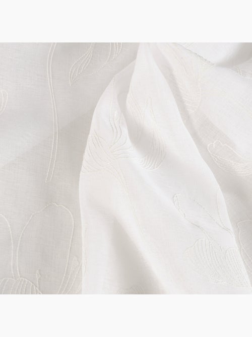 Rideau voilage imprimé floral à œillets 140x240cm prêt a poser, Blanc - Kiabi