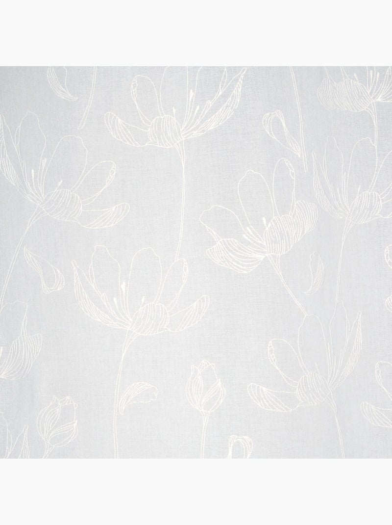 Rideau voilage imprimé floral à œillets 140x240cm prêt a poser, Blanc Blanc - Kiabi