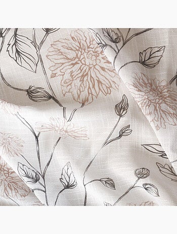 Rideau Voilage Imprimé floral, à œillets 140x240cm prêt à Poser, Blanc