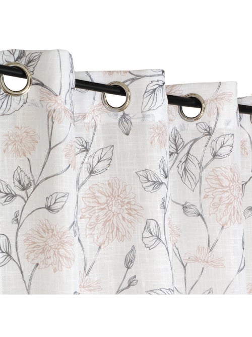Rideau Voilage Imprimé floral, à œillets 140x240cm prêt à Poser, Blanc - Kiabi Rideau Voilage Imprimé floral, à œillets 140x240cm prêt à Poser, Blanc - Kiabi