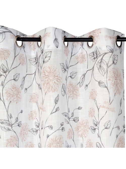 Rideau Voilage Imprimé floral, à œillets 140x240cm prêt à Poser, Blanc - Kiabi Rideau Voilage Imprimé floral, à œillets 140x240cm prêt à Poser, Blanc - Kiabi
