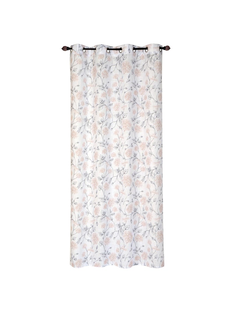 Rideau Voilage Imprimé floral, à œillets 140x240cm prêt à Poser, Blanc Blanc - Kiabi