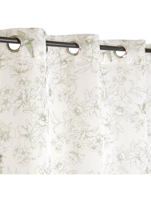 Rideau voilage imprimé floral, à œillets 140x240cm prêt à poser, vert kaki - Kiabi Rideau voilage imprimé floral, à œillets 140x240cm prêt à poser, vert kaki - Kiabi
