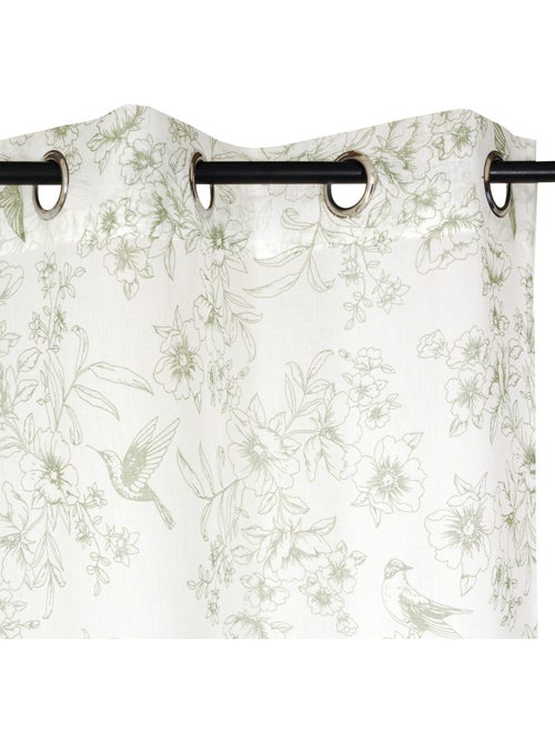 Rideau voilage imprimé floral, à œillets 140x240cm prêt à poser, vert kaki - Kiabi Rideau voilage imprimé floral, à œillets 140x240cm prêt à poser, vert kaki - Kiabi