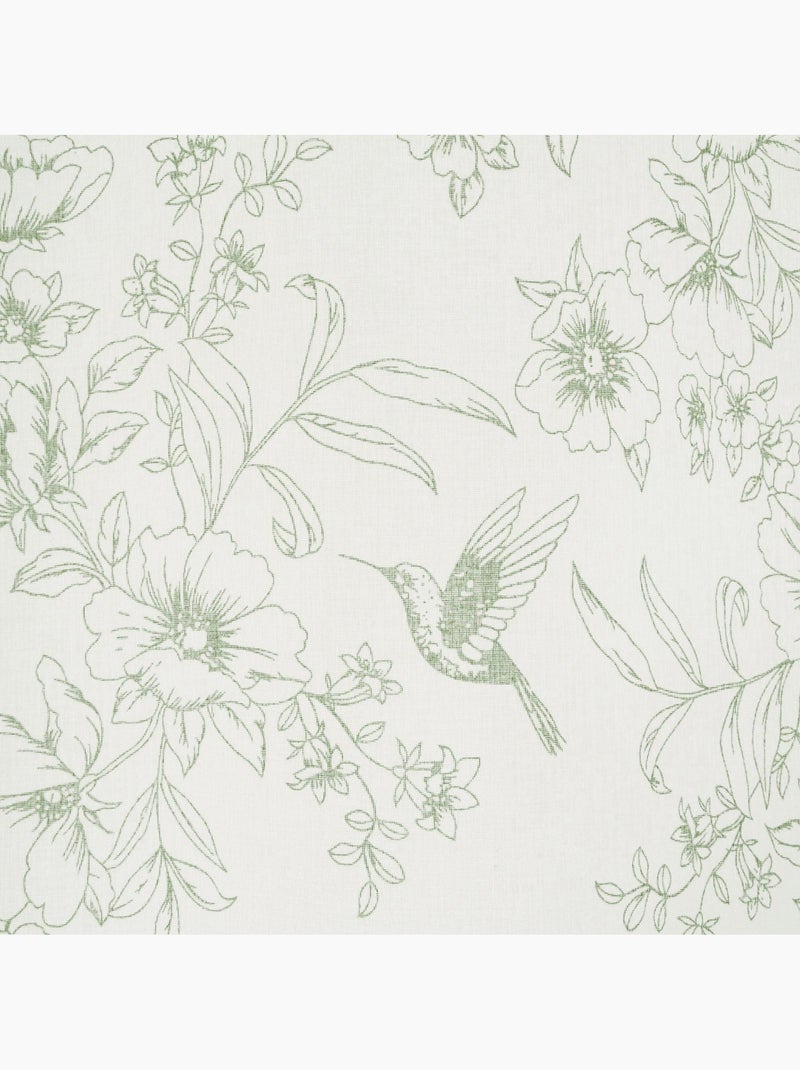 Rideau voilage imprimé floral, à œillets 140x240cm prêt à poser, vert kaki Vert kaki - Kiabi
