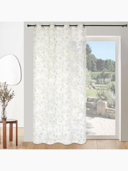 Rideau voilage imprimé floral, à œillets 140x240cm prêt à poser, vert kaki - Kiabi Rideau voilage imprimé floral, à œillets 140x240cm prêt à poser, vert kaki - Kiabi