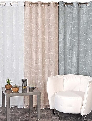 Rideau Voilage Imprimé géométrique Gomme - prêt à poser.
