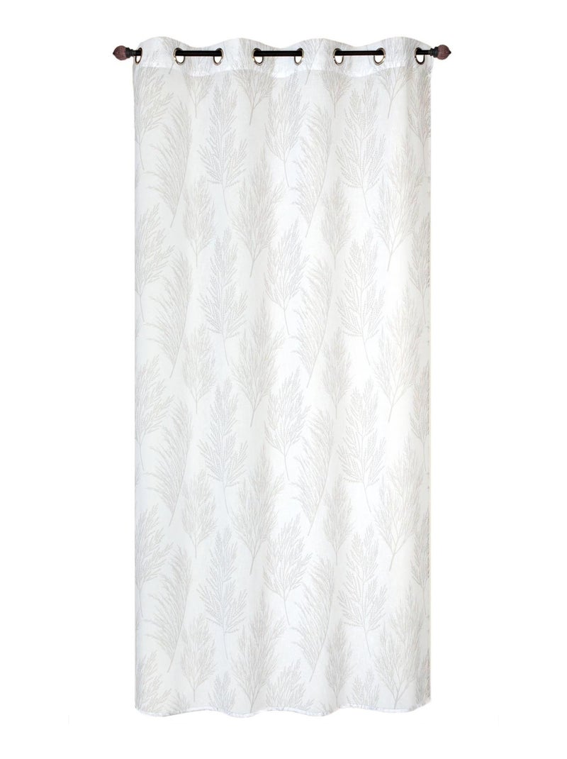 Rideau Voilage Imprimé motif Végétal - prêt à Poser. Blanc - Kiabi