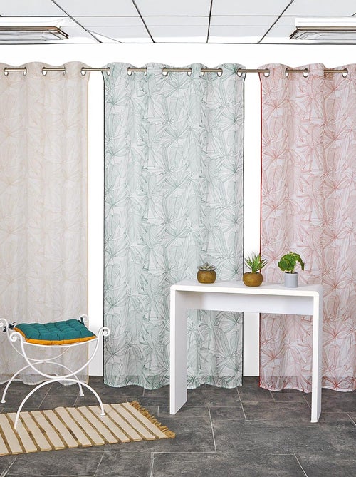 Rideau Voilage imprimé palme bicolore - prêt à poser. - Kiabi