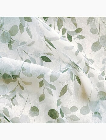 Rideau Voilage Imprimé Végétal, à œillets 140x240cm prêt à Poser, Vert