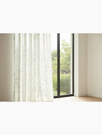 Rideau Voilage Imprimé Végétal, à œillets 140x240cm prêt à Poser, Vert