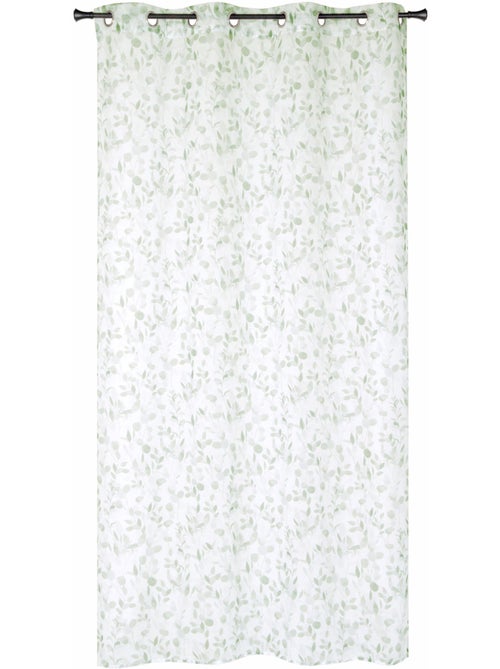 Rideau Voilage Imprimé Végétal, à œillets 140x240cm prêt à Poser, Vert - Kiabi