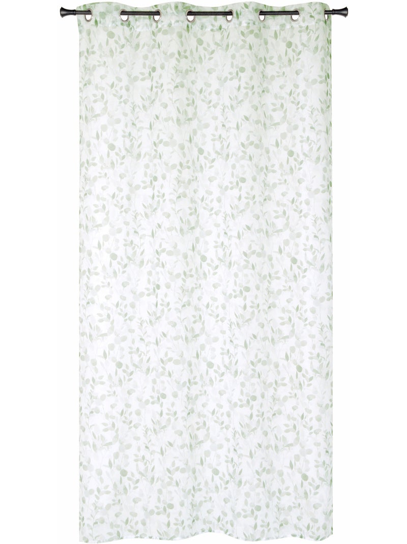 Rideau Voilage Imprimé Végétal, à œillets 140x240cm prêt à Poser, Vert Vert kaki - Kiabi