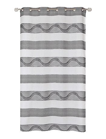 Rideau Voilage Jacquard Bandes Horizontales Fil Lurex - prêt à poser.
