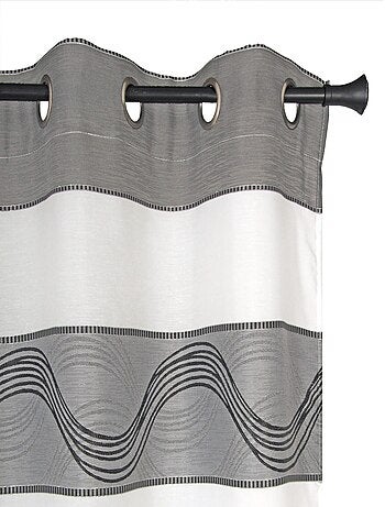 Rideau Voilage Jacquard Bandes Horizontales Fil Lurex - prêt à poser.