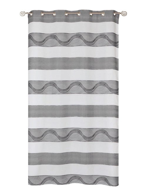 Rideau Voilage Jacquard Bandes Horizontales Fil Lurex - prêt à poser. - Kiabi