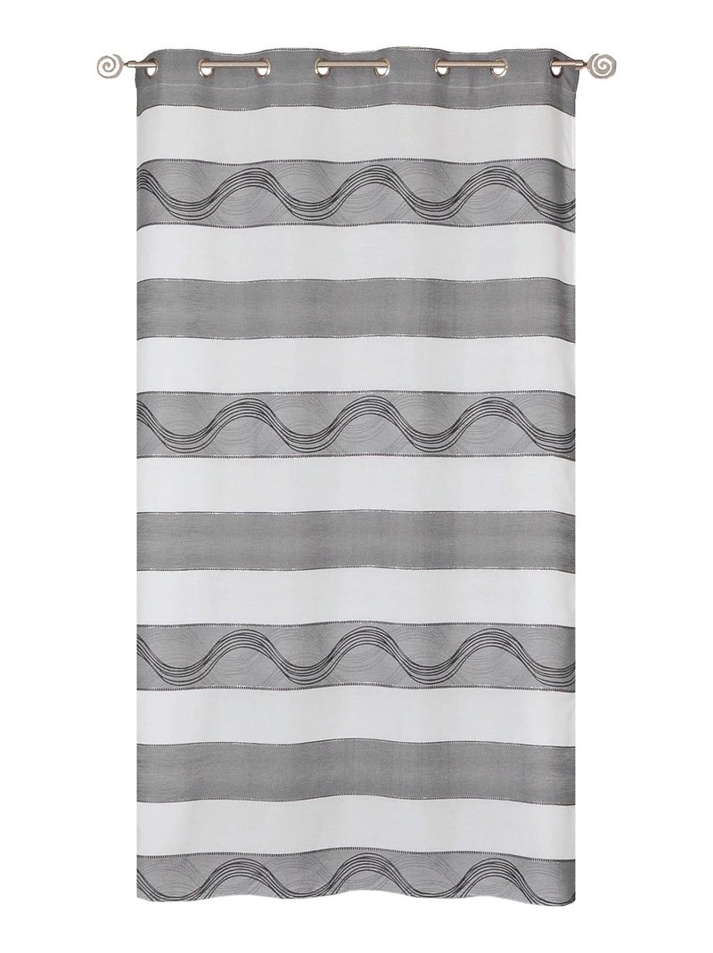 Rideau Voilage Jacquard Bandes Horizontales Fil Lurex - prêt à poser. Gris - Kiabi