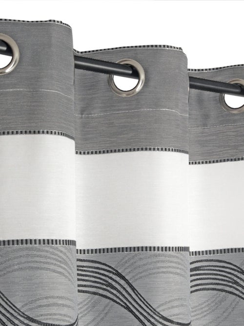 Rideau Voilage Jacquard Bandes Horizontales Fil Lurex - prêt à poser. - Kiabi