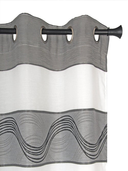Rideau Voilage Jacquard Bandes Horizontales Fil Lurex - prêt à poser. - Kiabi