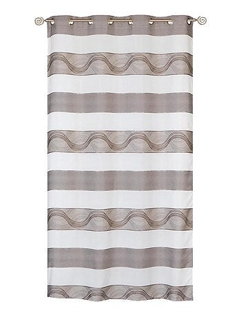 Rideau Voilage Jacquard Bandes Horizontales Fil Lurex - prêt à poser.