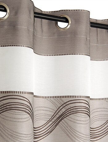 Rideau Voilage Jacquard Bandes Horizontales Fil Lurex - prêt à poser.