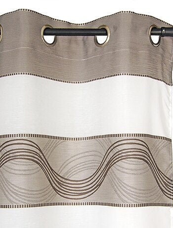Rideau Voilage Jacquard Bandes Horizontales Fil Lurex - prêt à poser.