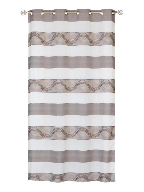 Rideau Voilage Jacquard Bandes Horizontales Fil Lurex - prêt à poser. - Kiabi