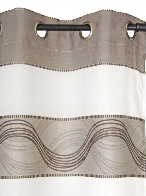Rideau Voilage Jacquard Bandes Horizontales Fil Lurex - prêt à poser. - Kiabi
