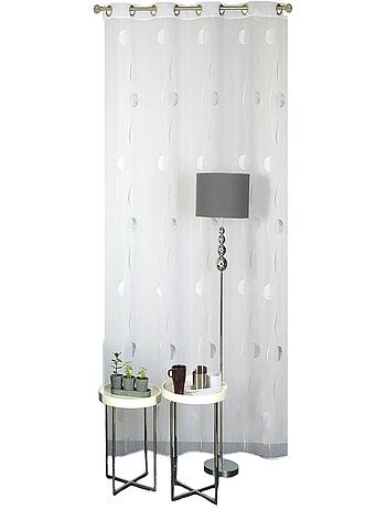 Rideau voilage Jacquard fils coupé, prêt-à-poser.