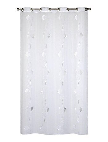 Rideau voilage Jacquard fils coupé, prêt-à-poser.