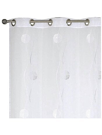 Rideau voilage Jacquard fils coupé, prêt-à-poser.