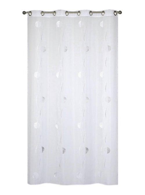 Rideau voilage Jacquard fils coupé, prêt-à-poser. - Kiabi