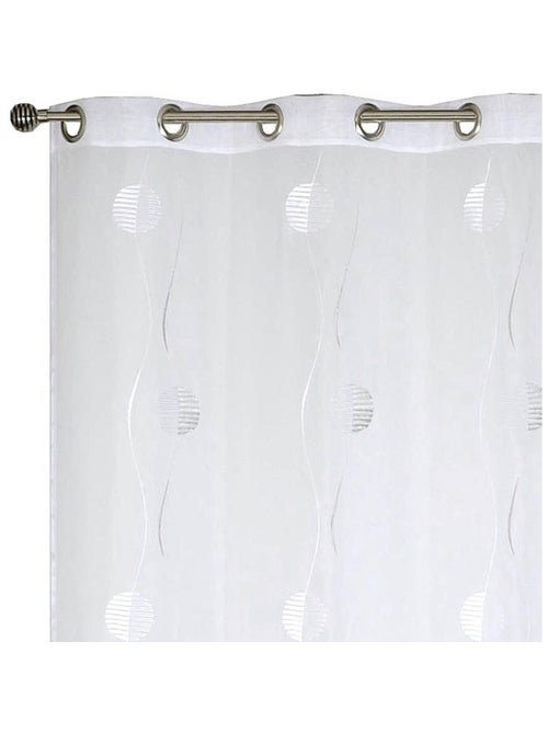 Rideau voilage Jacquard fils coupé, prêt-à-poser. - Kiabi