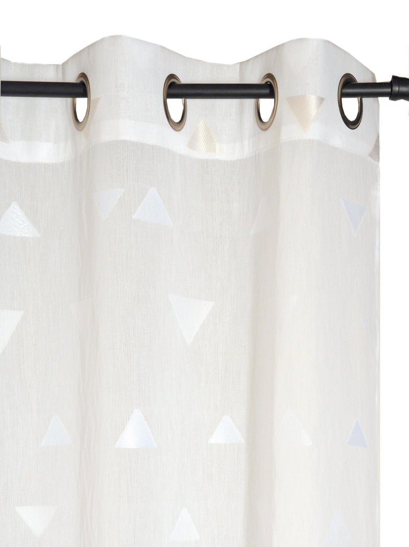 Rideau Voilage Jacquard Fils coupés triangle. Blanc - Kiabi