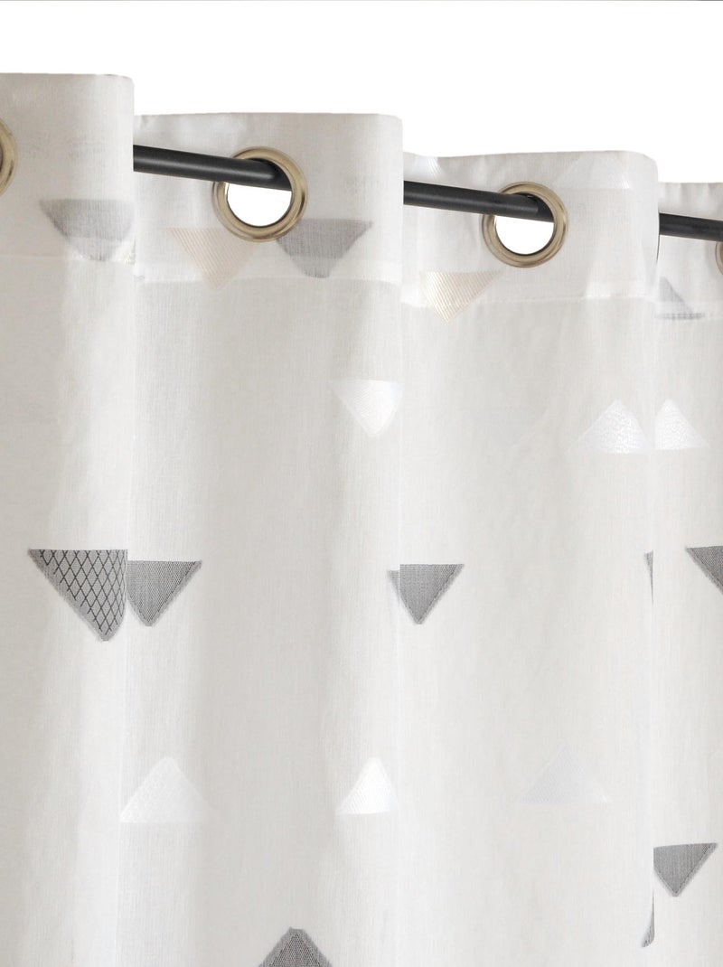 Rideau Voilage Jacquard Fils coupés triangle. Gris - Kiabi