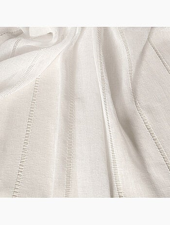 Rideau Voilage jour échelle effet rayures à œillets prêt a Poser, 140x240cm, Blanc