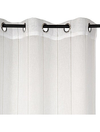 Rideau Voilage jour échelle effet rayures à œillets prêt a Poser, 140x240cm, Blanc
