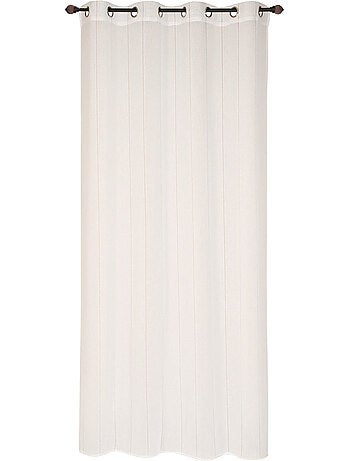 Rideau Voilage jour échelle effet rayures à œillets prêt a Poser, 140x240cm, Blanc
