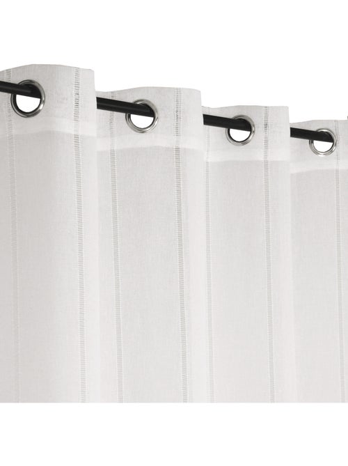 Rideau Voilage jour échelle effet rayures à œillets prêt a Poser, 140x240cm, Blanc - Kiabi