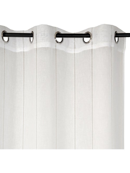 Rideau Voilage jour échelle effet rayures à œillets prêt a Poser, 140x240cm, Blanc - Kiabi